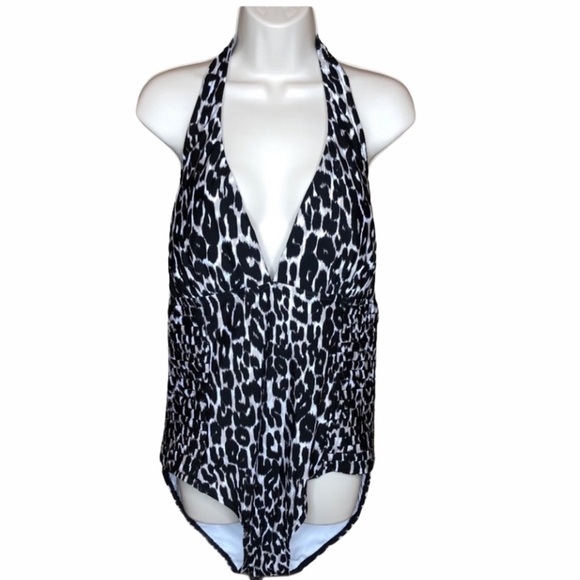 Calvin Klein Jag Leopard Print One Piece Swimsuit - Picture 1 of 7